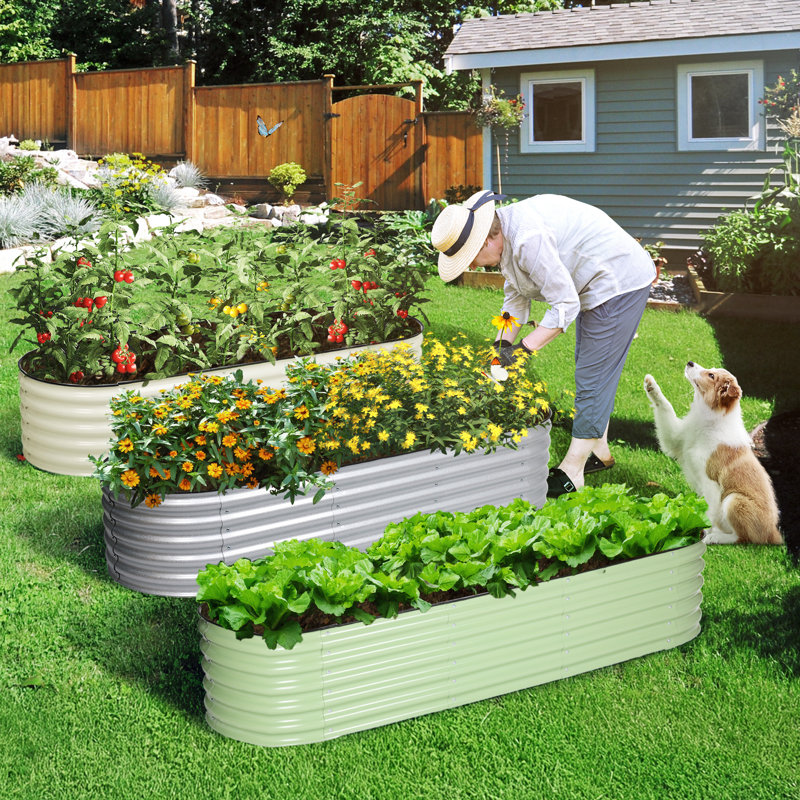 Anesa Modular Metal Raised Garden Bed, Green, 17'' H x 89" W x 27.5" D