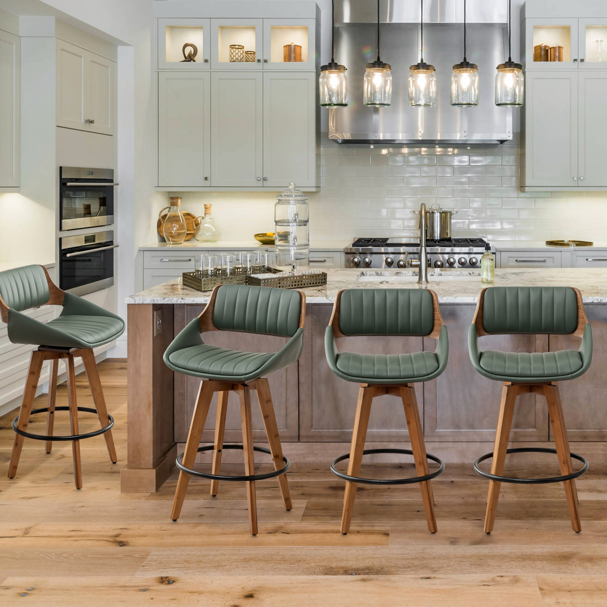 Jobani Swivel Upholstered Counter & Bar Stool(Set Of 4)