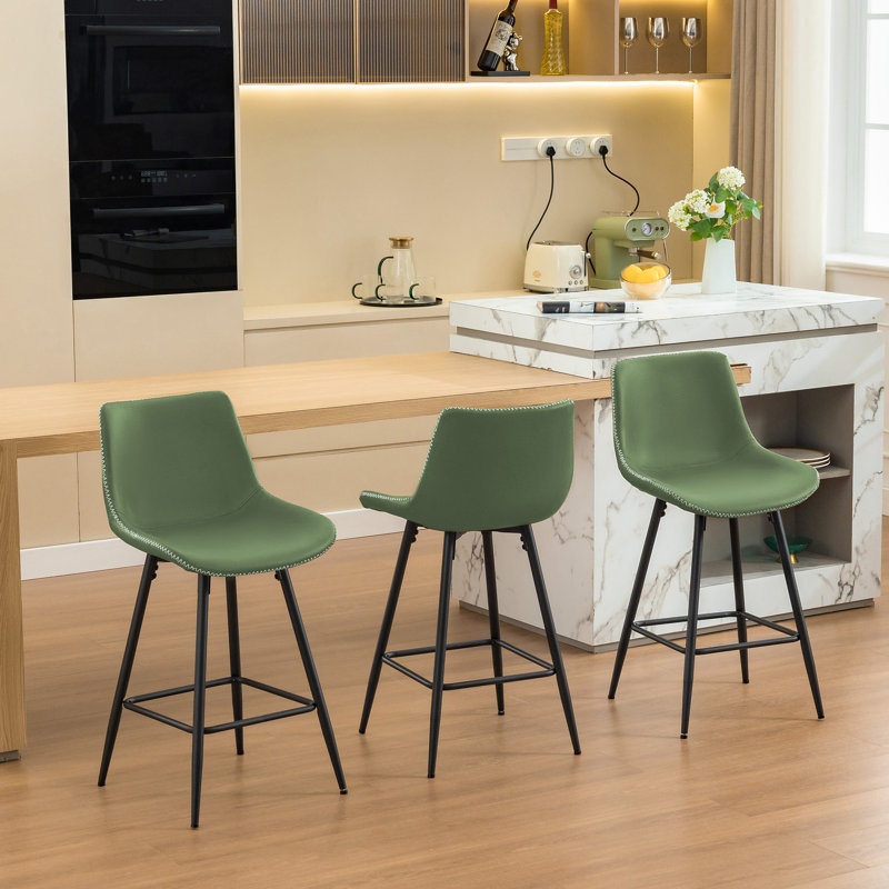 Tabouret de comptoir moderne en similicuir, Tabouret de comptoir (siège d'une hauteur de 24 p, 3, Vert