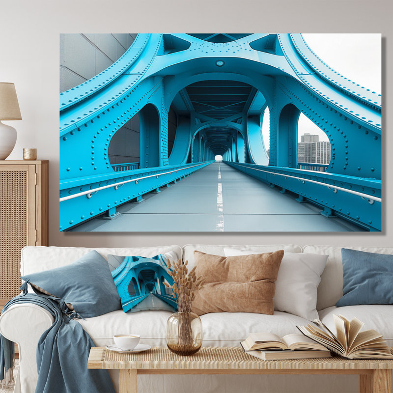 Blue Blue River River Ramp Walkway - Bridges, décoration murale, Toile tendue, H 40 po x l 60 po x P 1,5 po