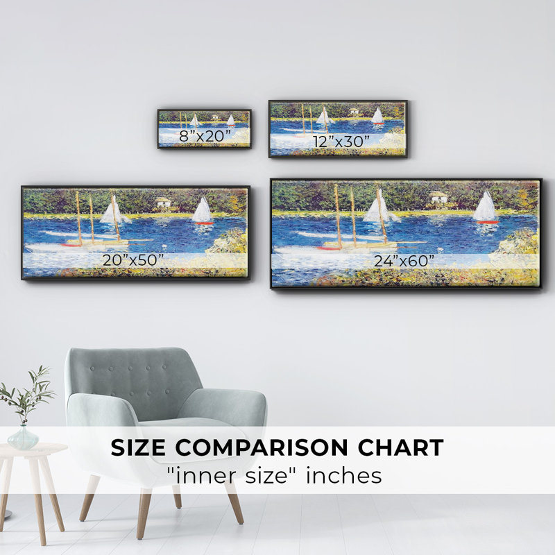 The Seine at Argenteuil, 1874 - Framed Canvas_188MONETWC, H 8 po x l 20 po x P 1,5 po, Noir