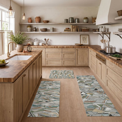 Geometric Pattern Non-Slip Washable Kitchen Mats