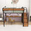 Lit mezzanine avec bureau intégré, prise de courant, bande DEL, panneau perforé, escalier de rangement et garde-robe-1424717536-1424717538