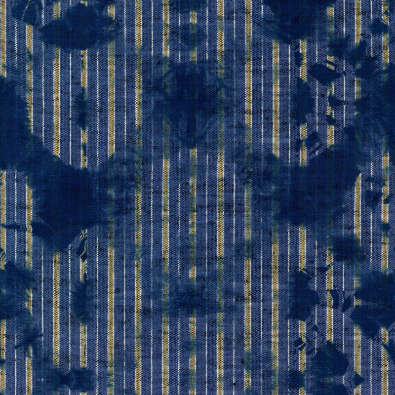 World Of Fabrics Striped Wallpaper Roll, Indigo Blue/Gold