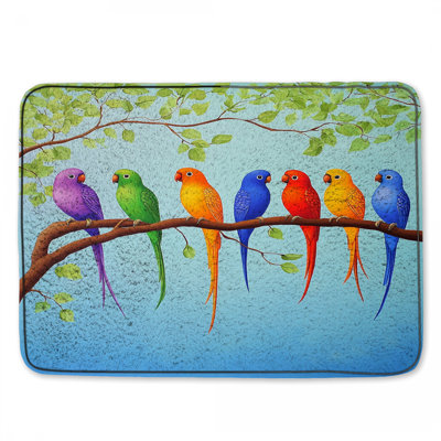 Tapis de bain perroquets, décor de salle de bain bohémien