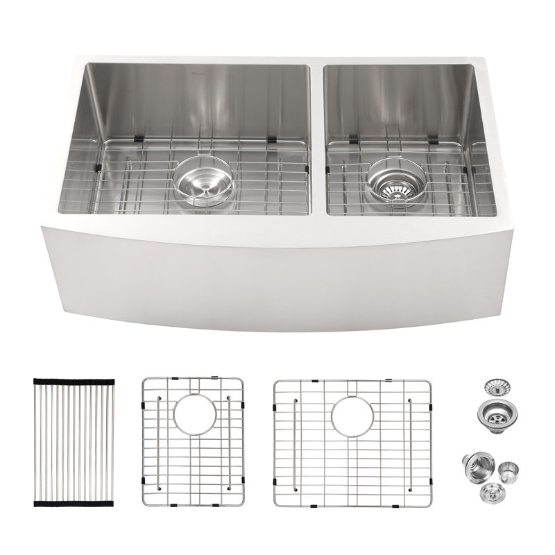 Évier de cuisine de ferme polyvalent en acier inoxydable à double cuve pour une cuisson efficace