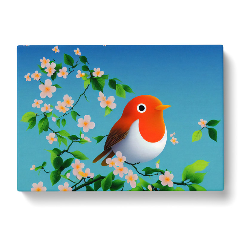Radiant Robin Bird - Wrapped Canvas, 50cm H x 76cm W x 3cm D