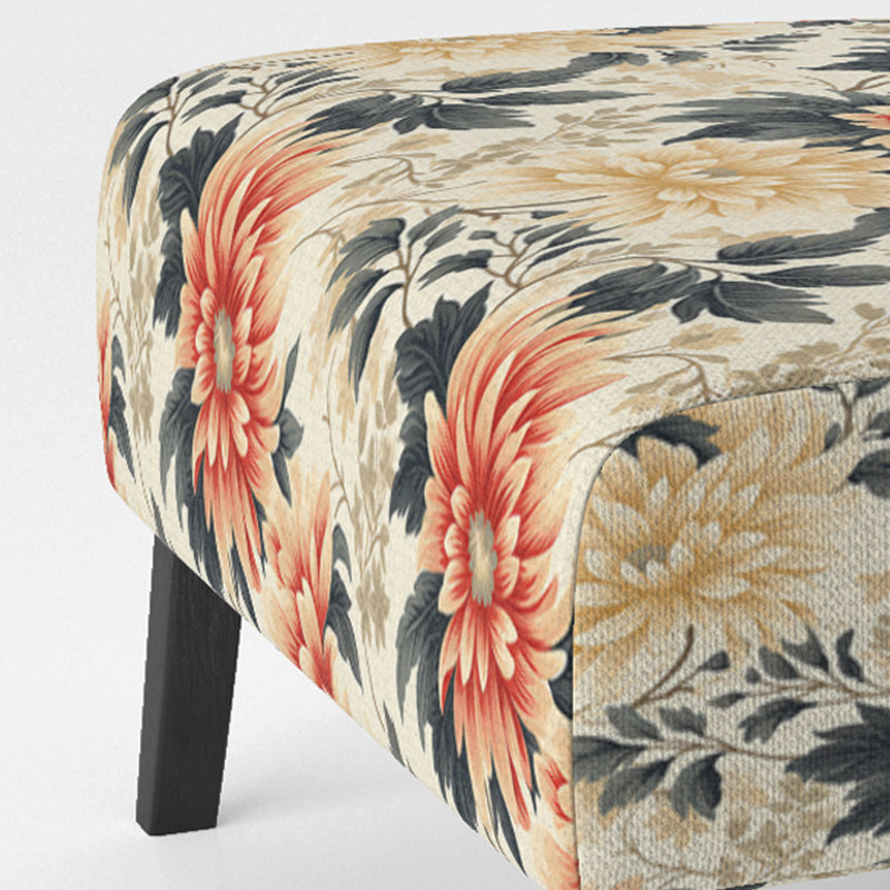 Fauteuil de chambre vintage rembourré vert et beige Dahlia