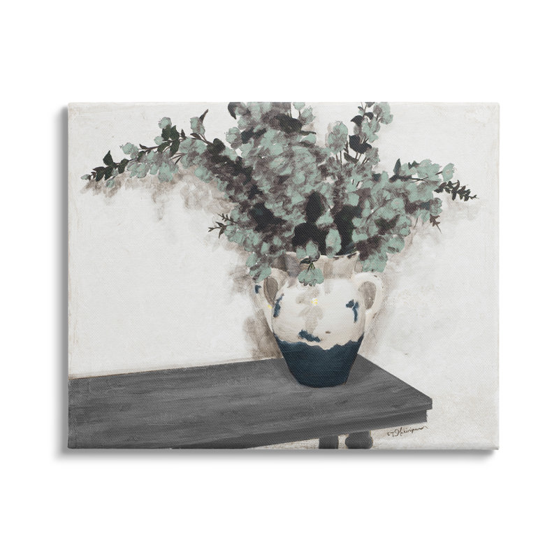 Pot d'eucalyptus réaliste, Toile tendue, H 20 po x l 20 po x P 1,5 po