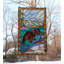 Panneau de vitrail en verre teinté style ours Tiffany 20,25 po x 34 po