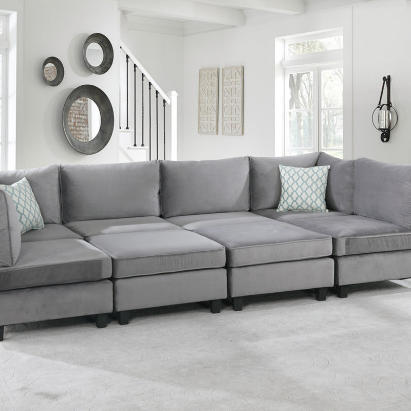 Canapé modulaire en velours 8 pièces
