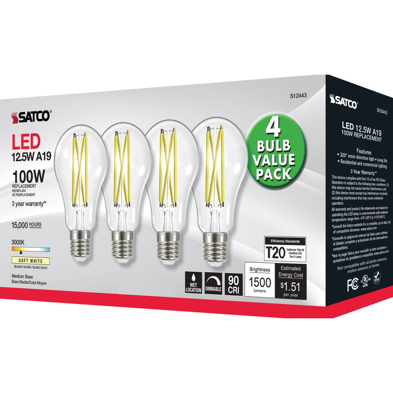12.5 Watt Clear LED Bulb, 3000K