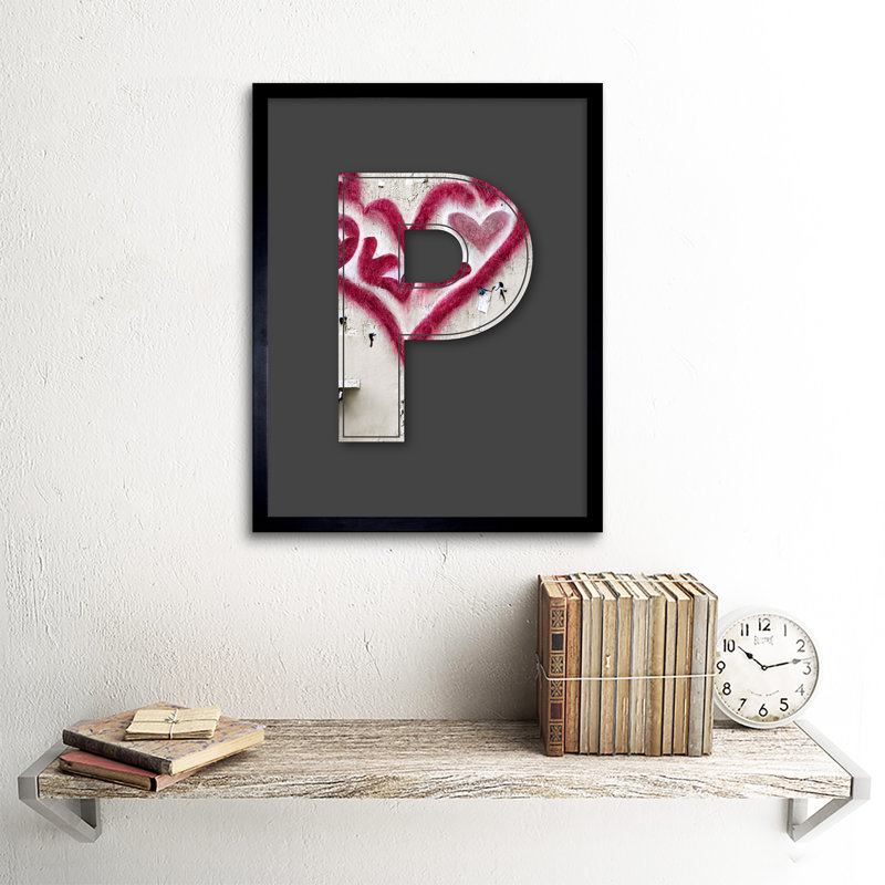 Letter P Heart - Single Picture Frame Print