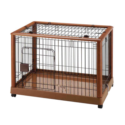 Wooden Pet Pen with Wheels, Dog Crate