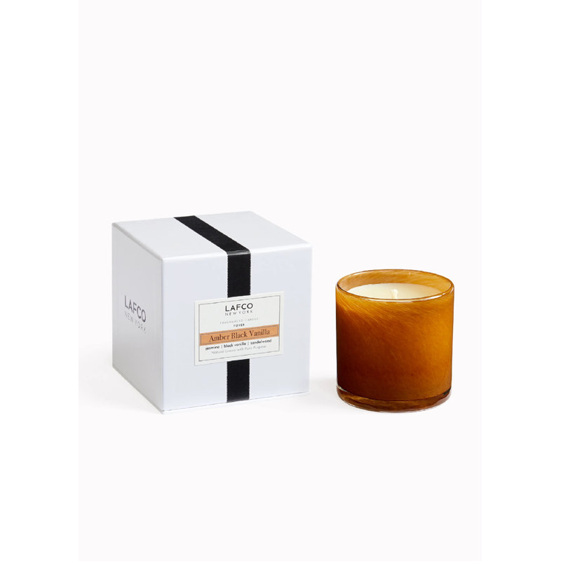 Amber Black Vanilla Scented Jar Candle, 3" H x 3" W x 3" D