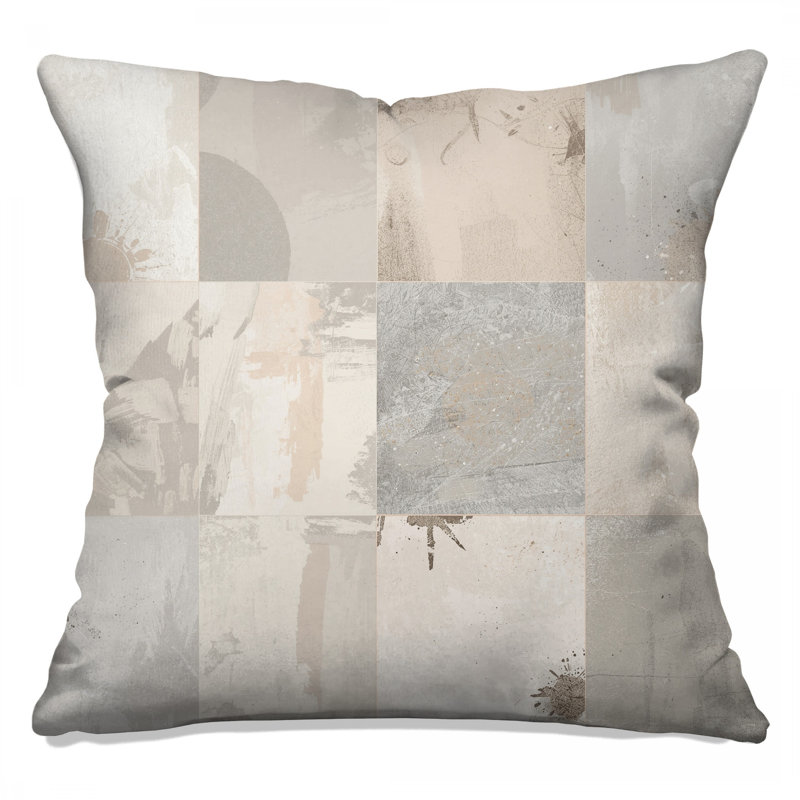Abstract Beige Gray Blocks Double Sided Throw Pillows, 26 x 26 inches
