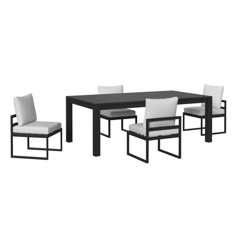Gardea 5PC Standard Height Dining Set In Whistler Black-Table And Four Chairs, 4