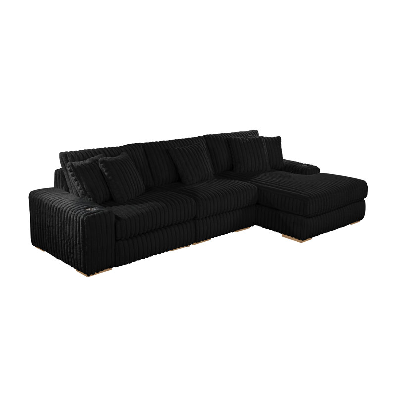 Canapé modulaire réversible à rayures Puffy, Noir