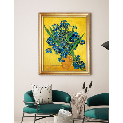 Reproduction d'art avec vases d'iris, Vincent Van Gogh. Estampe numérique sur toile pour décoration intérieure