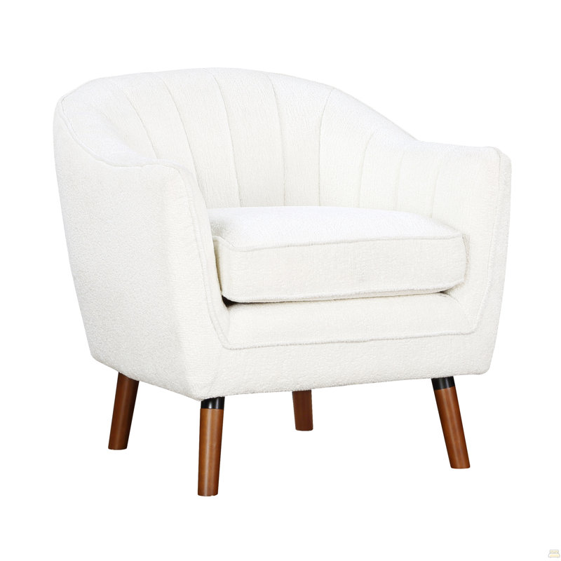 Chaise d'appoint Mid-Century moderne en chenille 1pc, Blanc