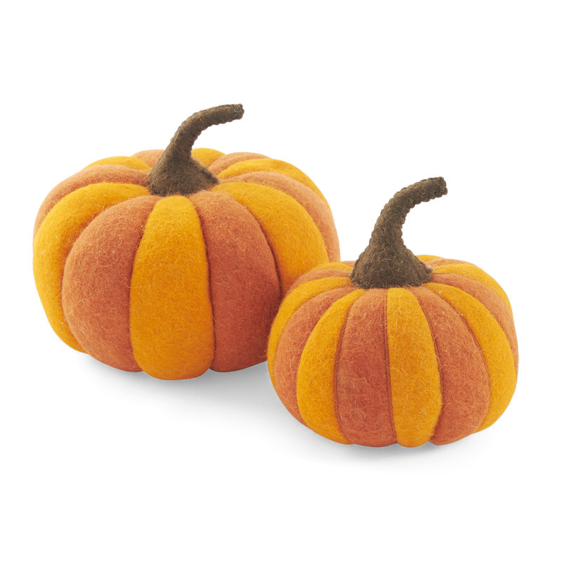 Handmade Pumpkin Pair in Hand Felted Wool - Orange