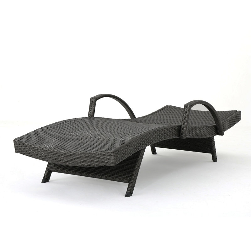 SALEM PE WICKER CHAISE LOUNGE WITH ARM, Dark Gray