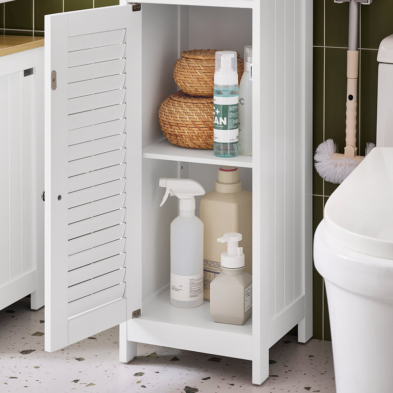 Lyonsdale Freestanding Linen Cabinet, White/Natural