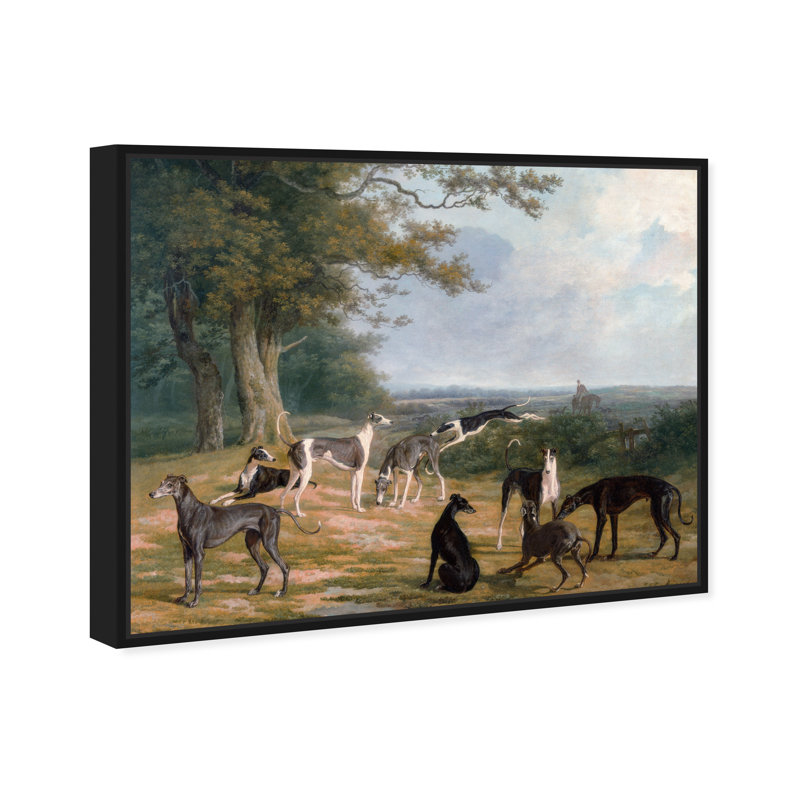 Reproduction d'art, "Chiens et chiots" par Oliver Gal, Cadre noir