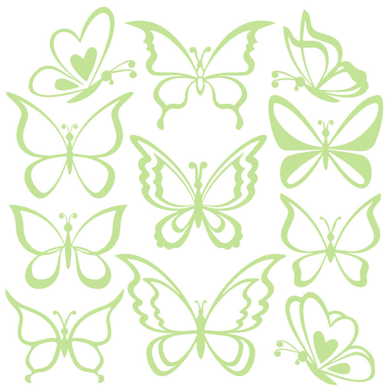 Adhésif décoratif papillon, H 24 po x l 25 po x P 0,01 po, Tarte à la lime