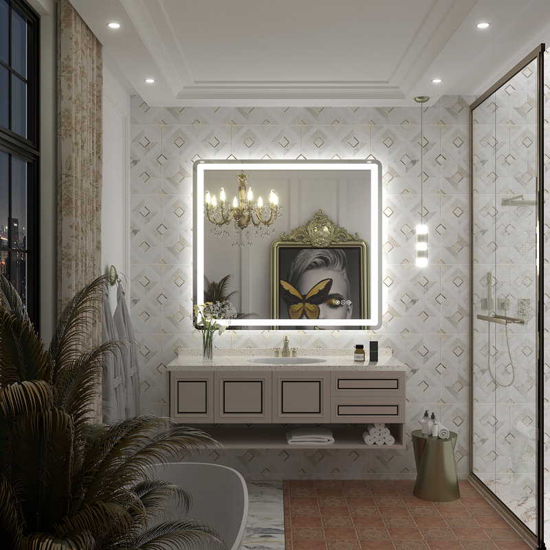 Aevar UL Certified Front & Back LED Anti-Fog Tempered Glass Bathroom/Vanity Mirror with 3-Year Warranty, 40" x 36"