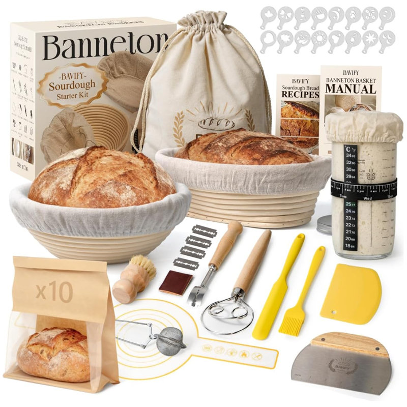 Sourdough Starter Kit, Bread Proofing Baskets
