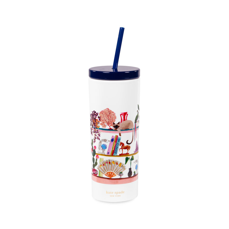 Acrylic Tumbler With Straw, Bookshelf