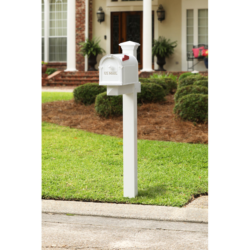 Hampton Plastic / Acrylic Post Mounted Mailbox, White