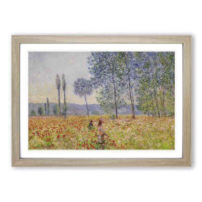 Walking in the Fields by Claude Monet Framed Wall art - Framed Print