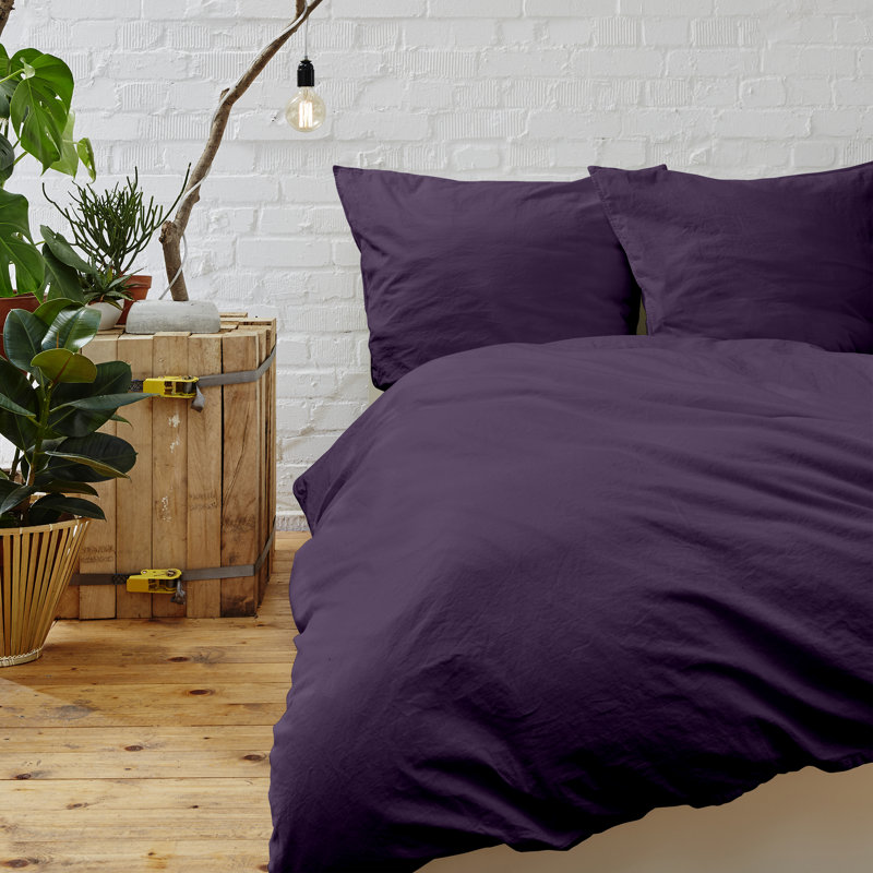  Ensemble de housse de couette en microfibre de 2 pièces, Housse de couette simple + 1 taie décorative stan, Mauve