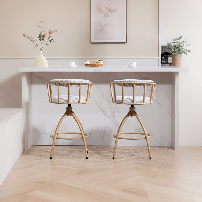 Chaise pivotante 2 pièces Helfer, structure en métal, Blanc / siège gris / cadre beige