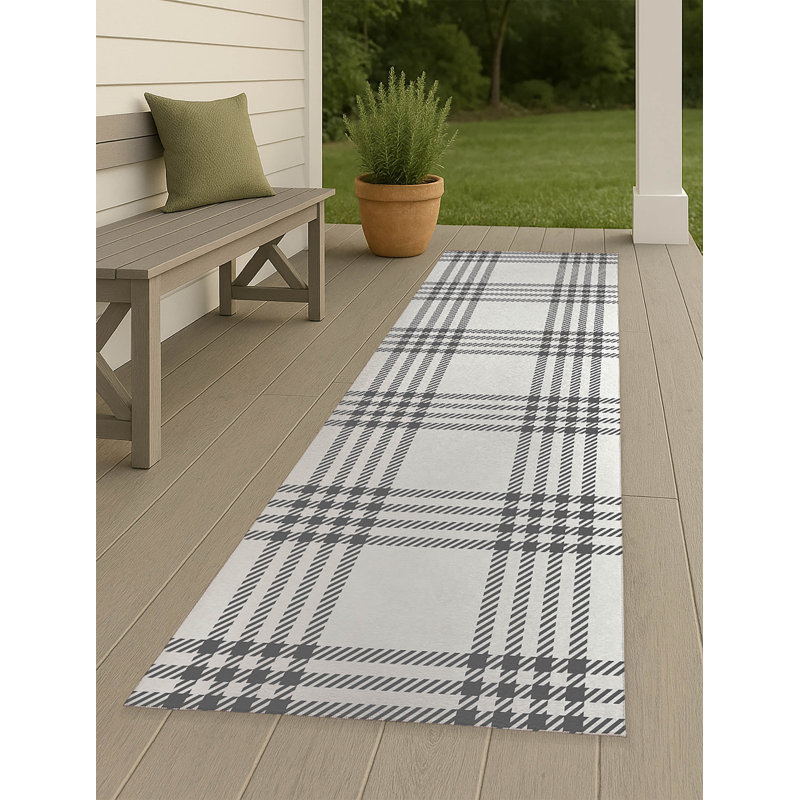 Tapis d'extérieur antidérapant à carreaux Christopher, Tapis de couloir 2 pi 6 po x 8 pi
