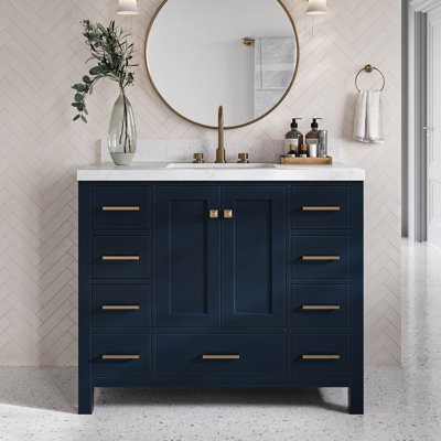 Cambridge 42.25'' Single Bathroom Vanity with Carrara Quartz Top