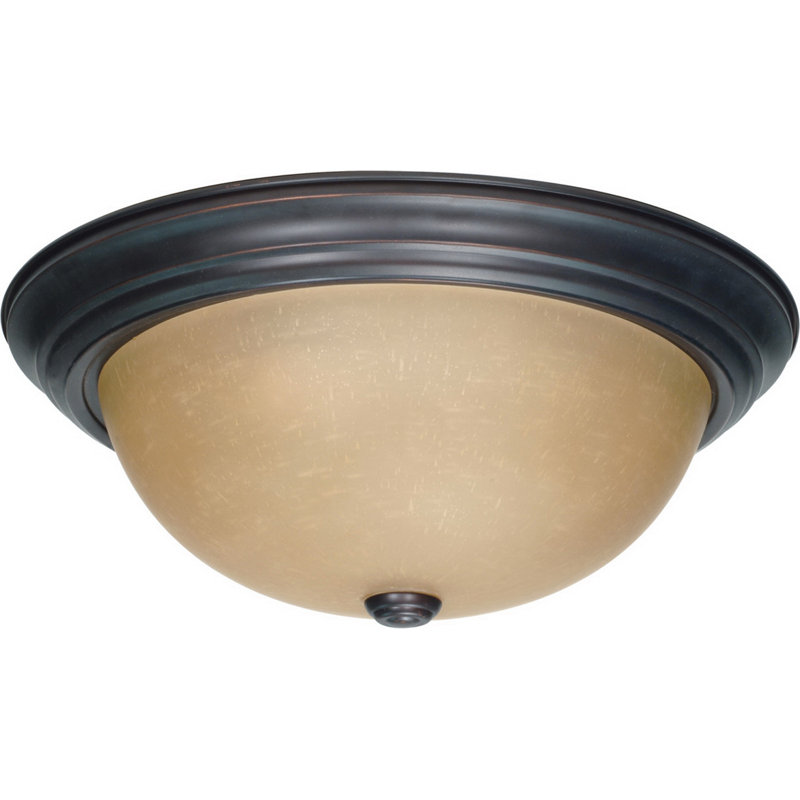 Myrtle Avenue Glass Flush Mount, 6" H X 15" W X 15" D, Bronze, Champagne