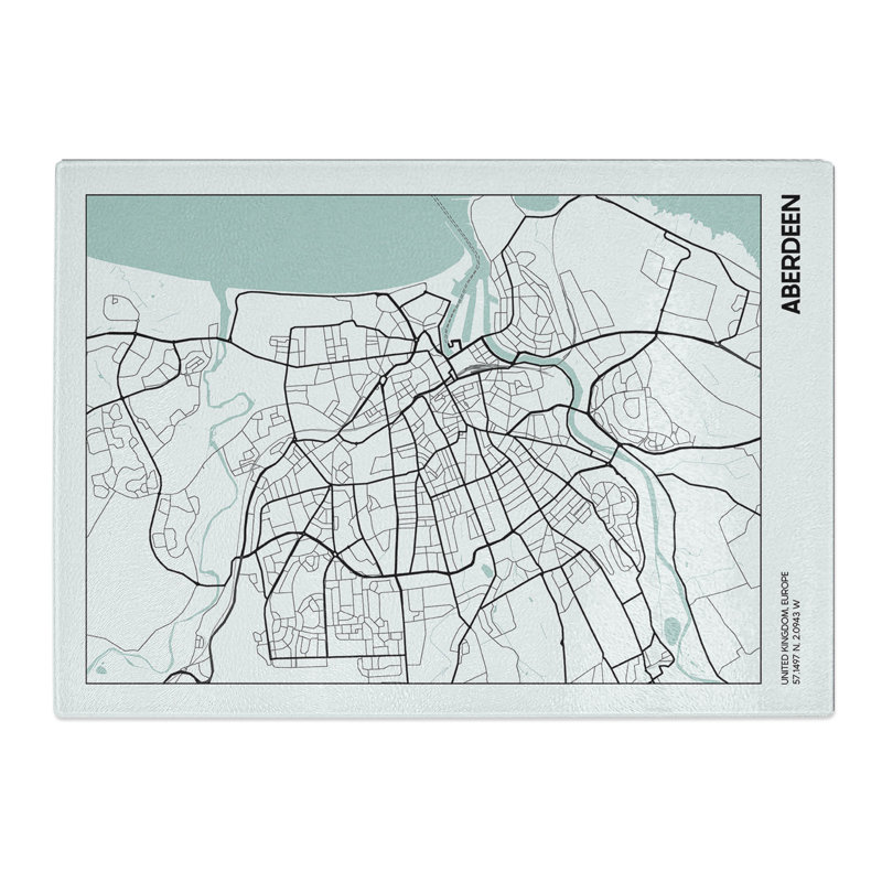Map Aberdeen UK Chopping Board, 20cm W x 28.5cm L