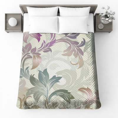 Couvre-lit matelassé à motif floral