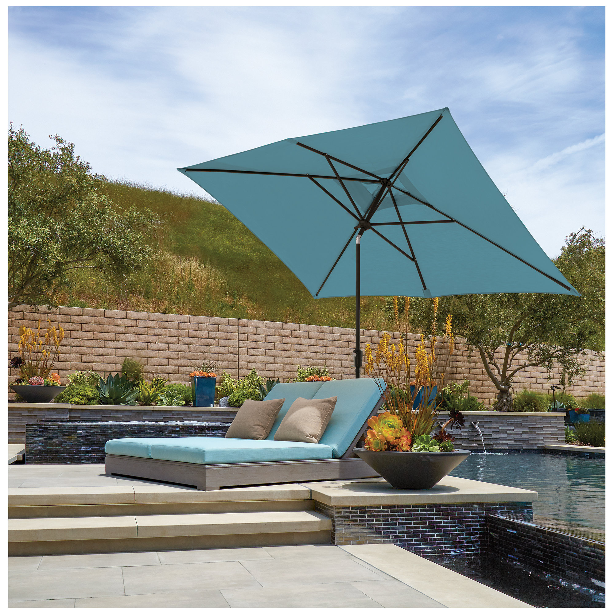 Launceston 78'' Outdoor Umbrella, Canvas Aruba Sunbrella® Canvas, Black