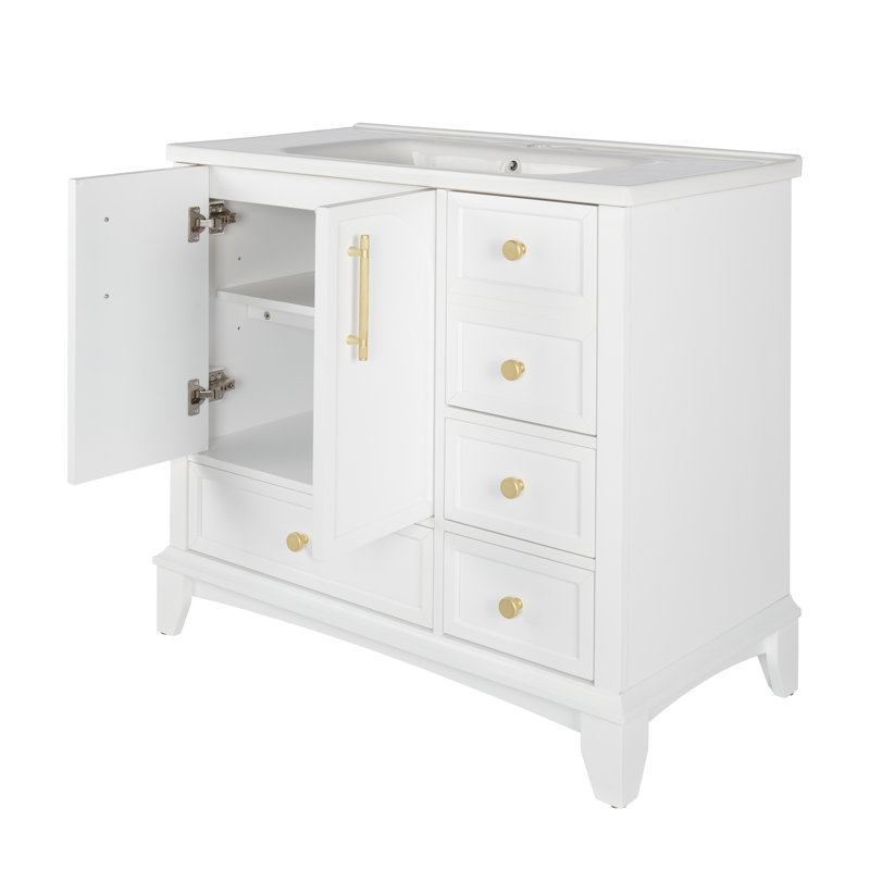 Meuble-lavabo moderne 36 "avec lavabo, Blanc