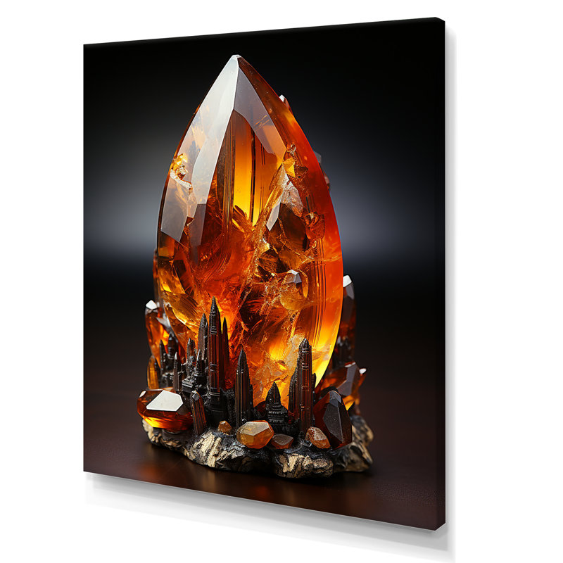 Citrine orange, pierre spirituelle orange - impression, H 20 po x l 12 po x P 1 po, Toile tendue