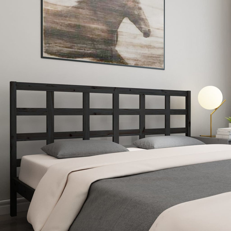 Solid Wood Headboard, 100cm H x 206cm W x 4cm D, Black