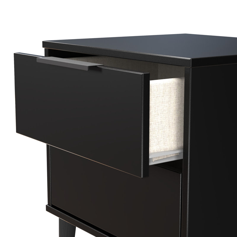 Peacham 45cm W Manufactured Wood Bedside Table, Black