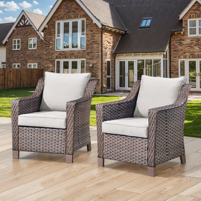 Tya Outdoor Patio Lounge Chair with Cushions (Set of 2)