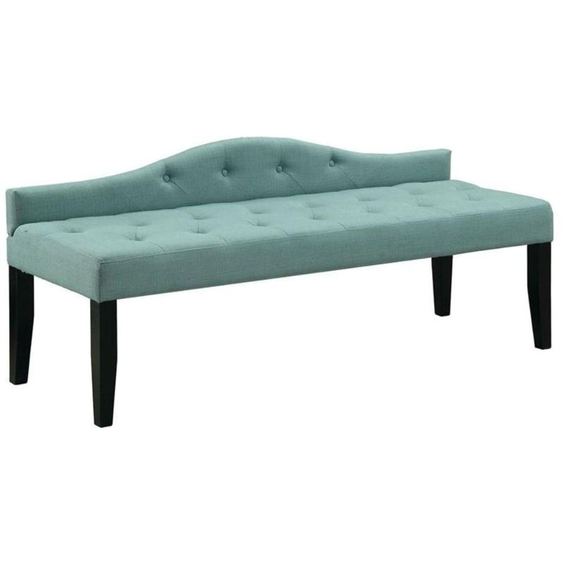 Bryson 64 In. Contemporary Style Blue Fabric Bench, 26" H x 64" W x 21" D