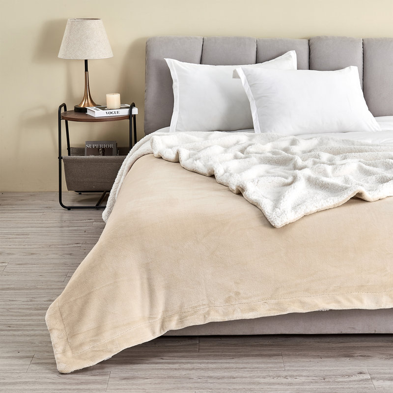 Couverture sherpa ultra douce et moelleuse, Simple, Bleu poudre