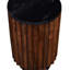 12 po Table de bout ronde avec plateau moderne, table d'appoint de salon, noir / brun